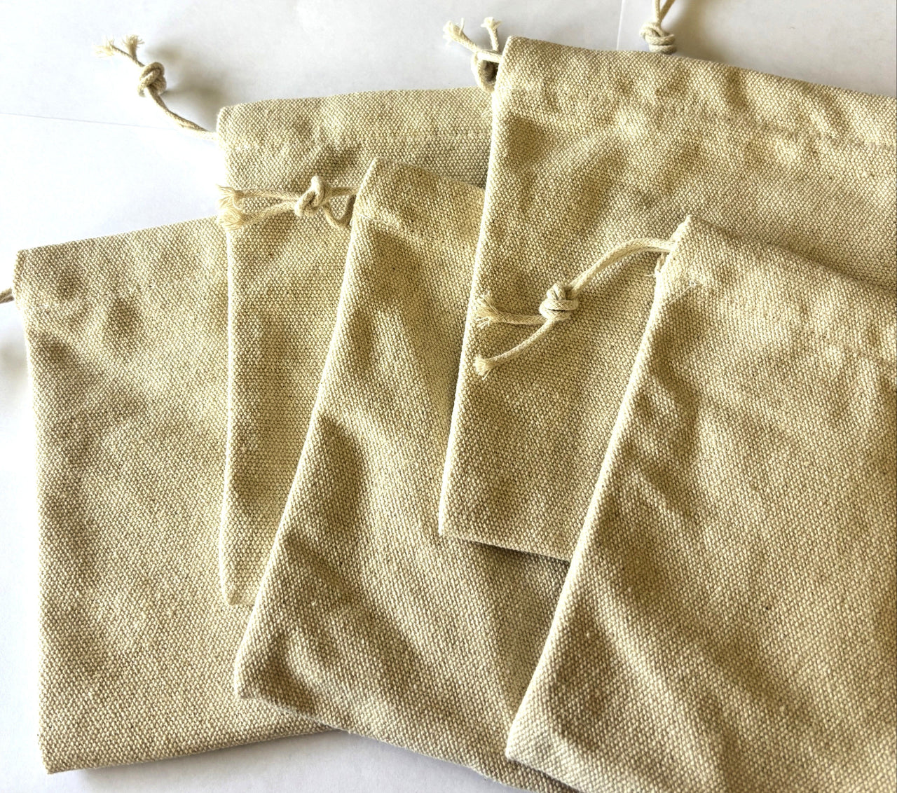 Handmade Canvas Drawstring Storage Bags - PACK OF 5