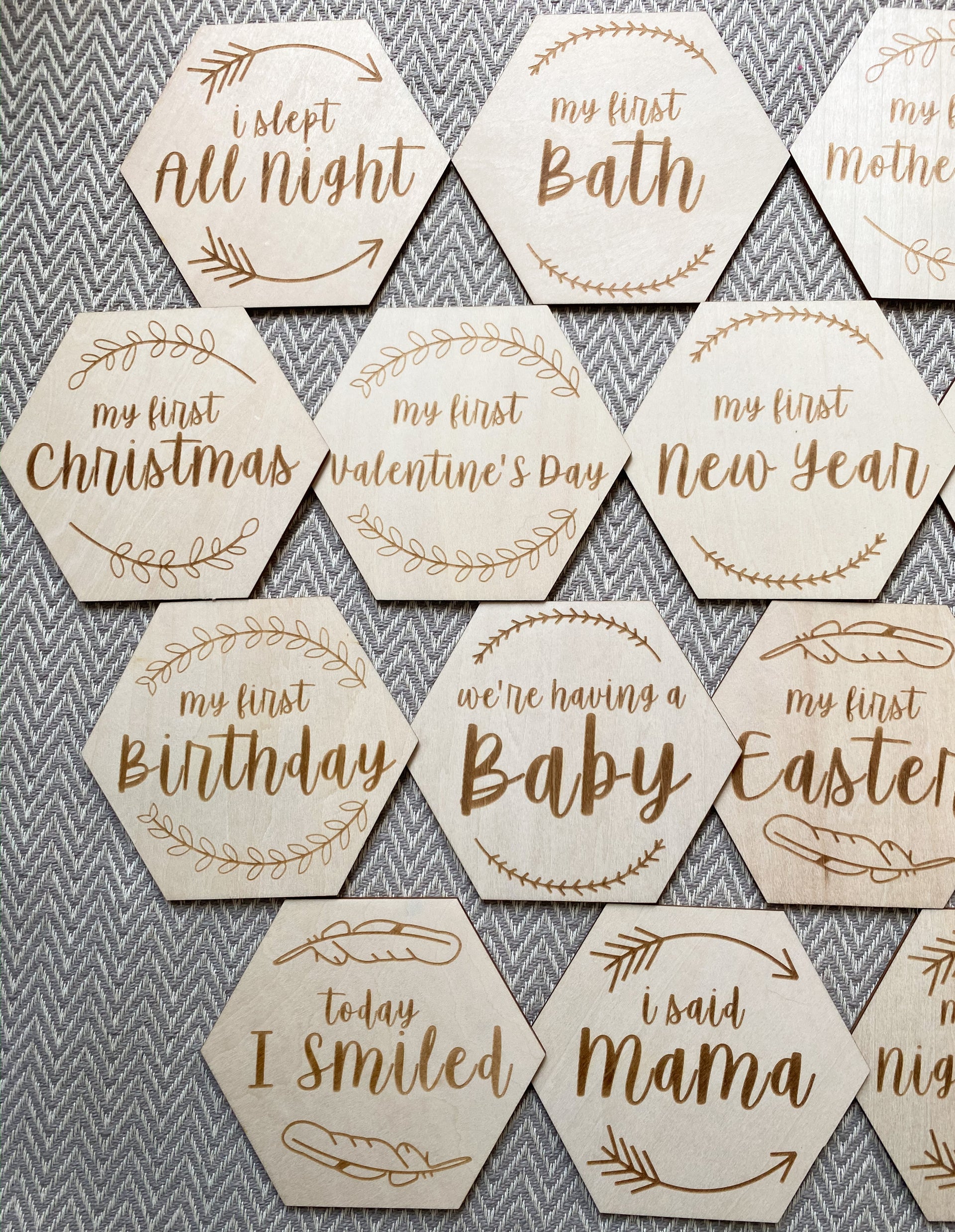 The Original Hexagon Wood Baby Milestones & Baby Firsts - The LoLueMade Company®