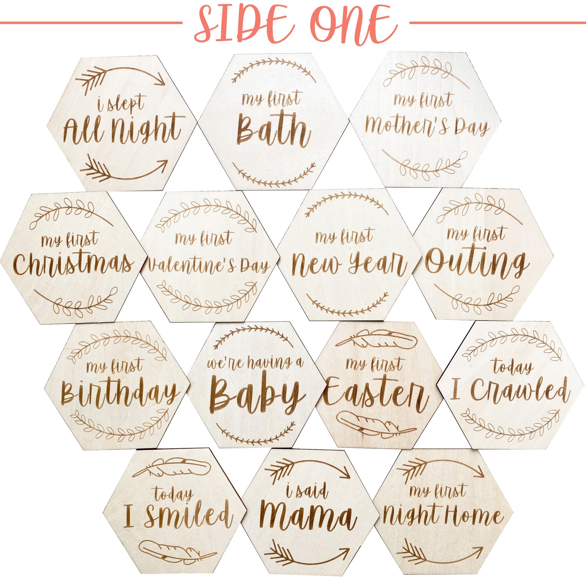 The Original Hexagon Wood Baby Milestones & Baby Firsts - The LoLueMade Company®