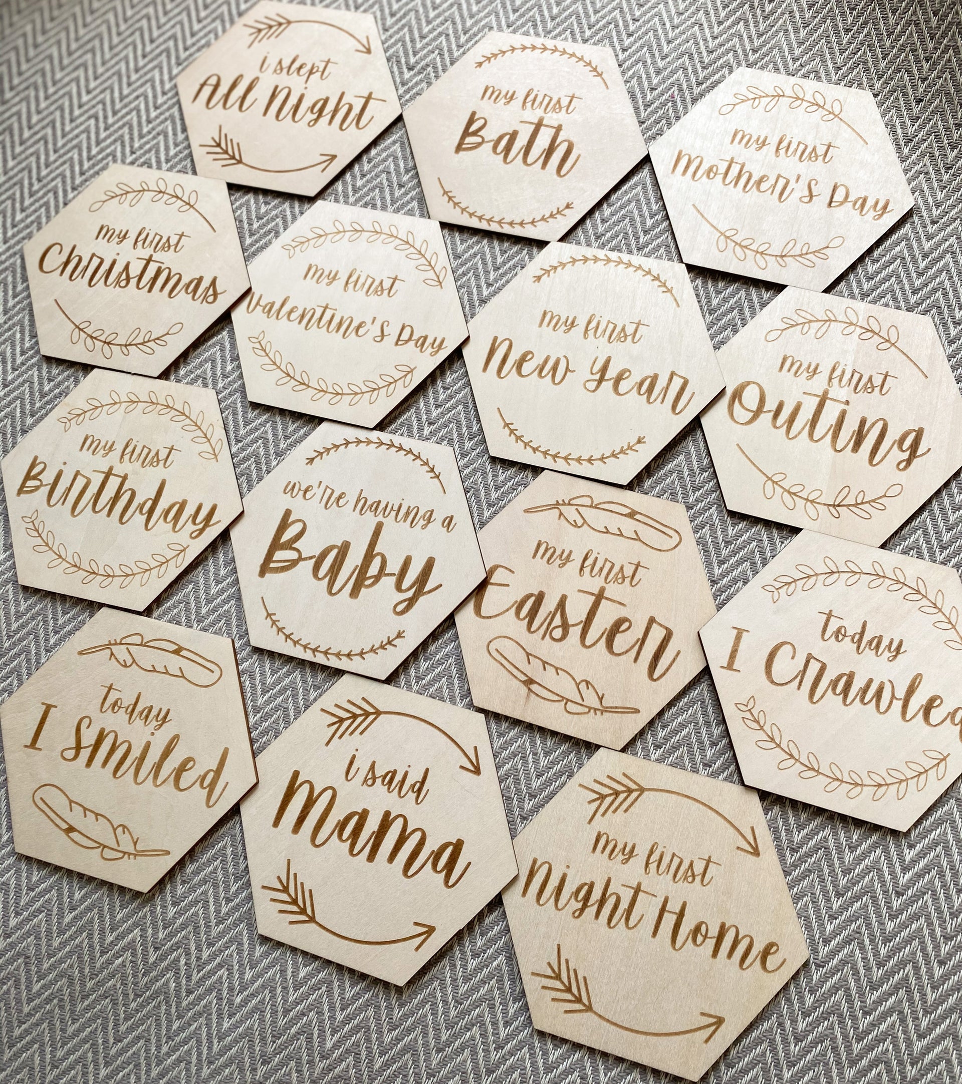 The Original Hexagon Wood Baby Milestones & Baby Firsts - The LoLueMade Company®