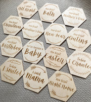 The Original Hexagon Wood Baby Milestones & Baby Firsts - The LoLueMade Company®